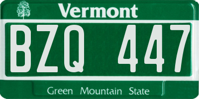 VT license plate BZQ447