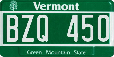 VT license plate BZQ450