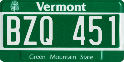 VT license plate BZQ451