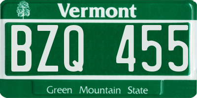 VT license plate BZQ455