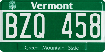 VT license plate BZQ458