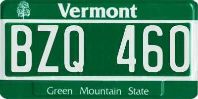VT license plate BZQ460