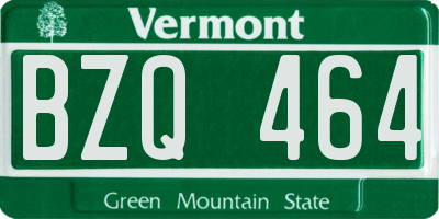 VT license plate BZQ464