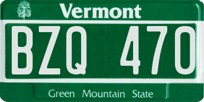 VT license plate BZQ470