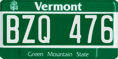 VT license plate BZQ476