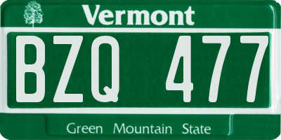 VT license plate BZQ477