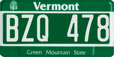 VT license plate BZQ478