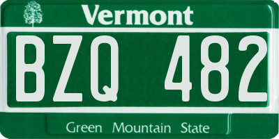 VT license plate BZQ482
