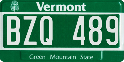 VT license plate BZQ489