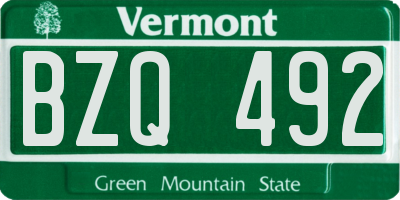 VT license plate BZQ492