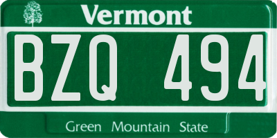 VT license plate BZQ494
