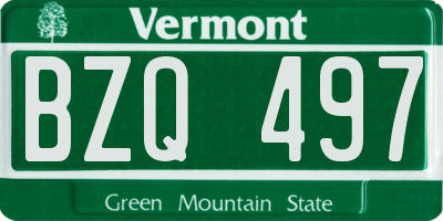 VT license plate BZQ497