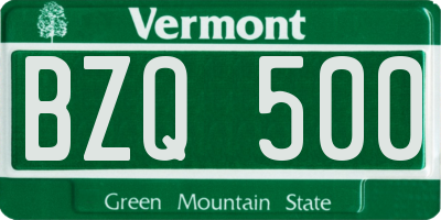 VT license plate BZQ500