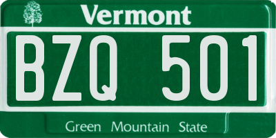 VT license plate BZQ501