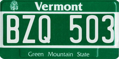 VT license plate BZQ503