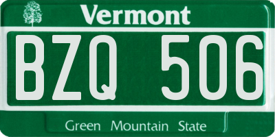 VT license plate BZQ506
