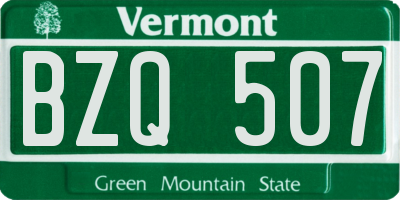 VT license plate BZQ507