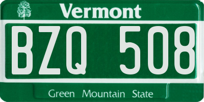 VT license plate BZQ508