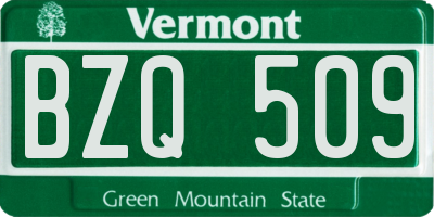 VT license plate BZQ509