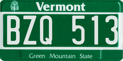 VT license plate BZQ513