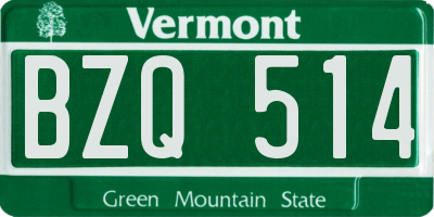 VT license plate BZQ514