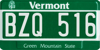 VT license plate BZQ516