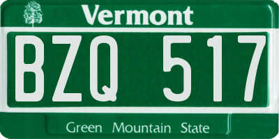 VT license plate BZQ517