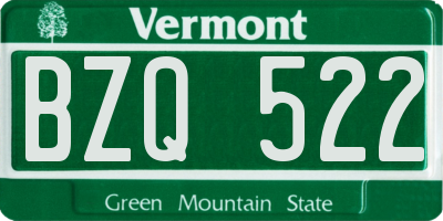 VT license plate BZQ522