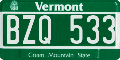 VT license plate BZQ533
