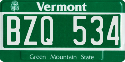 VT license plate BZQ534