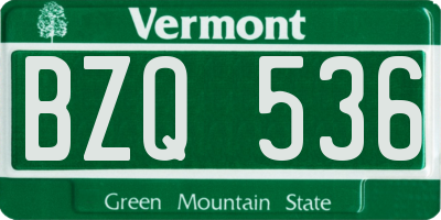 VT license plate BZQ536