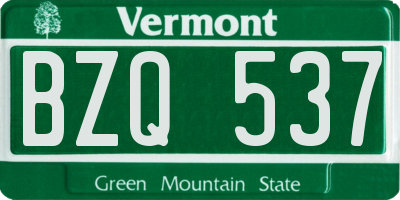 VT license plate BZQ537
