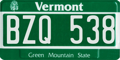 VT license plate BZQ538