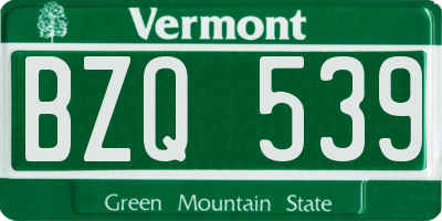 VT license plate BZQ539