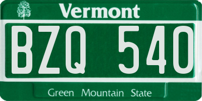 VT license plate BZQ540