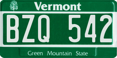 VT license plate BZQ542