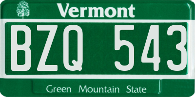 VT license plate BZQ543