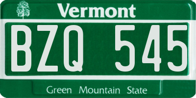 VT license plate BZQ545