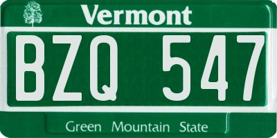 VT license plate BZQ547
