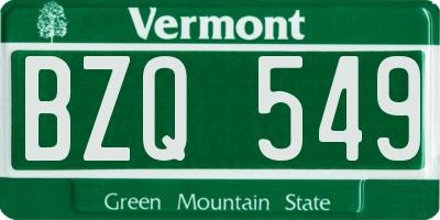 VT license plate BZQ549