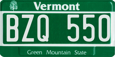VT license plate BZQ550