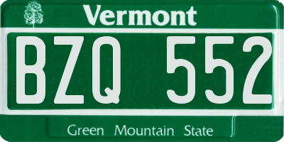 VT license plate BZQ552