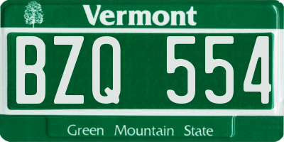 VT license plate BZQ554