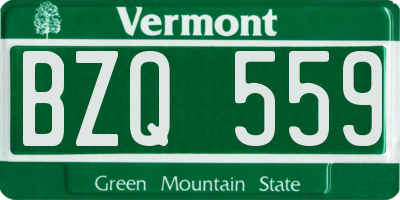 VT license plate BZQ559