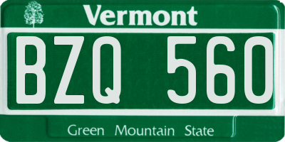 VT license plate BZQ560