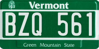 VT license plate BZQ561