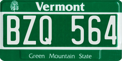 VT license plate BZQ564