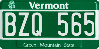 VT license plate BZQ565