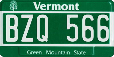 VT license plate BZQ566