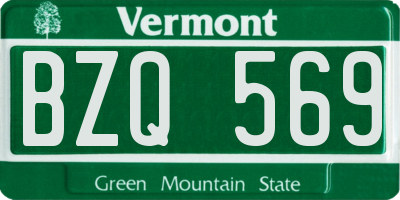 VT license plate BZQ569